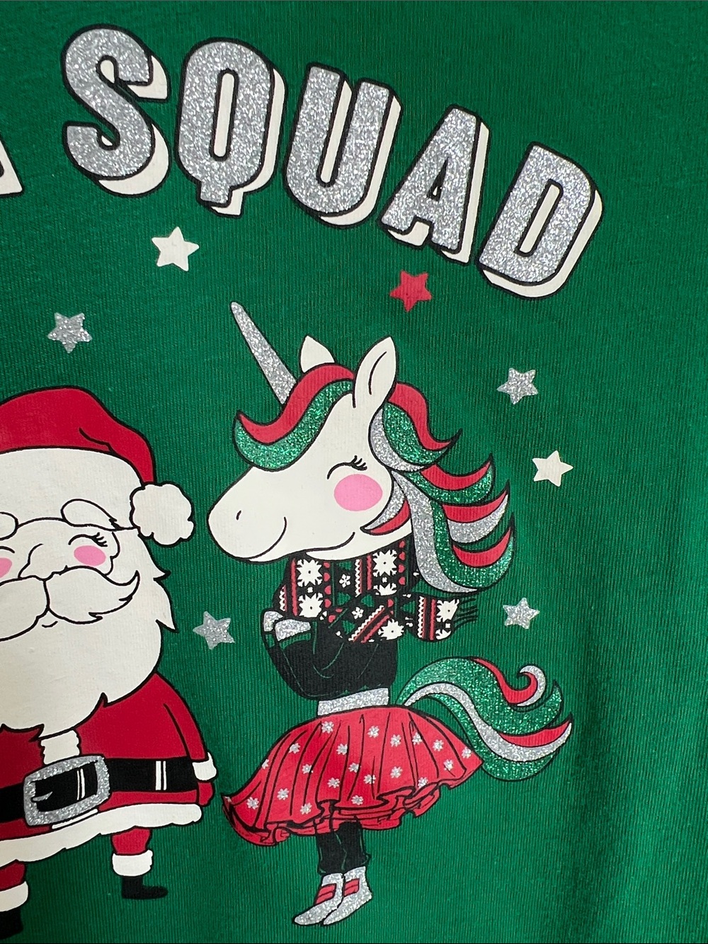 Holiday Time | Green "Santa Squad" Kids Long Sleeve Tee Size XL (14-16) - Picture 9 of 17